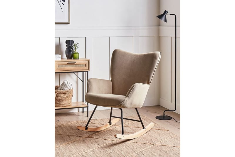 Gungfåtölj Arset Beige/svart/ljust trä - Beige/svart/ljust trä - Möbler - Vardagsrum - Stolar & sittmöbler - Snurrstolar & gungstolar