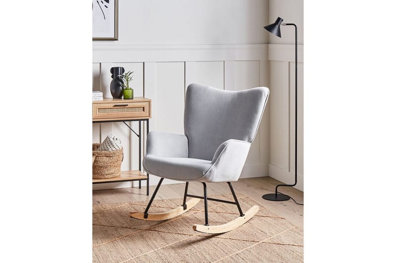 Gungfåtölj Arset Blå/svart/ljus trä - Blå/svart/ljus trä - Möbler - Vardagsrum - Stolar & sittmöbler - Snurrstolar & gungstolar