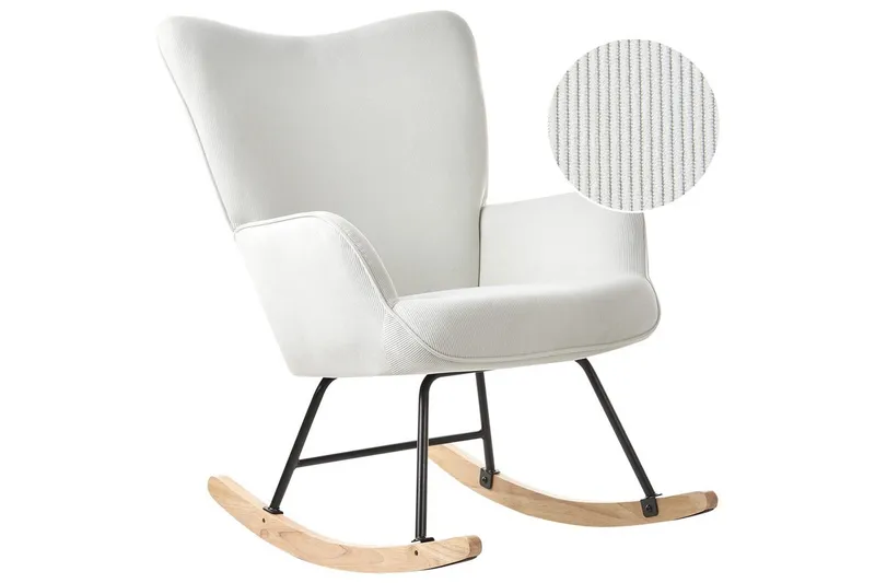 Gungfåtölj Arset Vit/svart/ljust trä, Vit/svart/ljust trä
