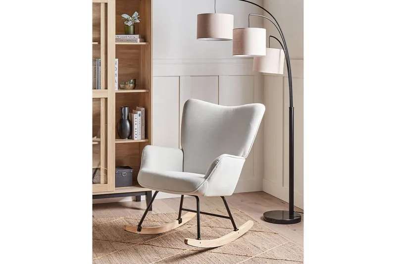 Gungfåtölj Arset Vit/svart/ljust trä - Vit/svart/ljust trä - Möbler - Vardagsrum - Stolar & sittmöbler - Snurrstolar & gungstolar