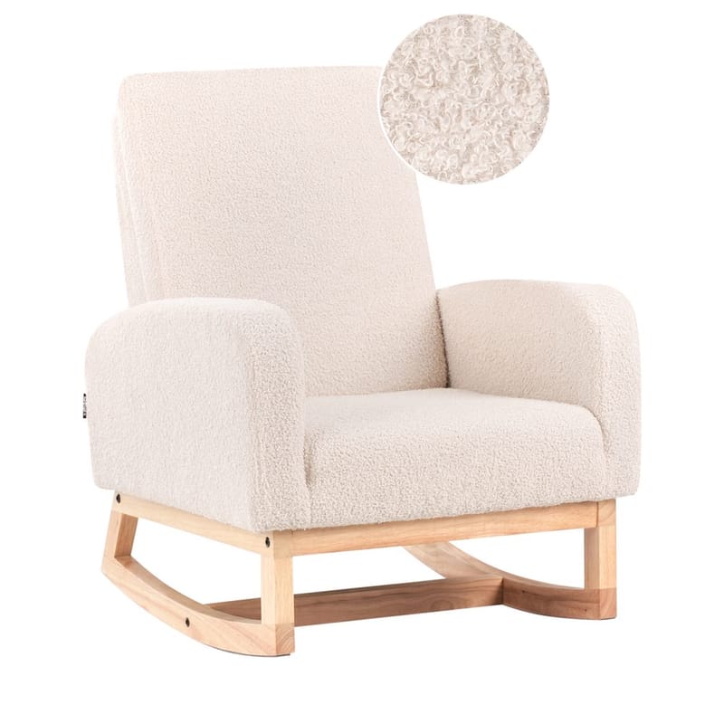 Gungfåtölj Norby, Beige, ljust trä