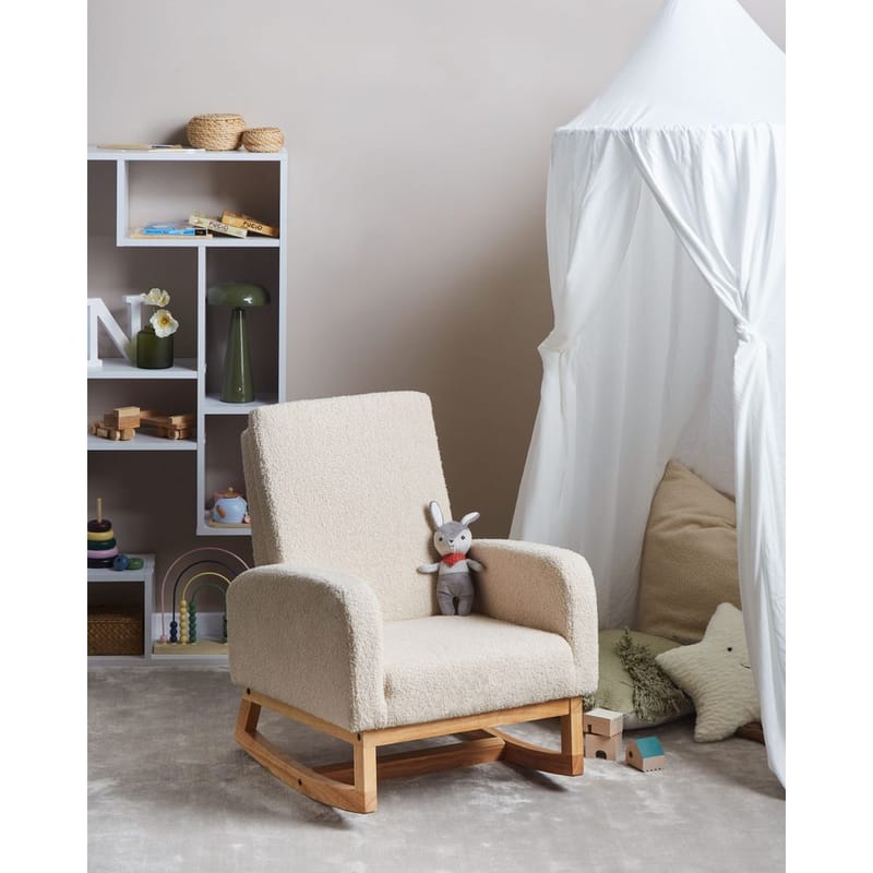 Gungfåtölj Norby - Beige, ljust trä - Möbler - Vardagsrum - Stolar & sittmöbler - Snurrstolar & gungstolar