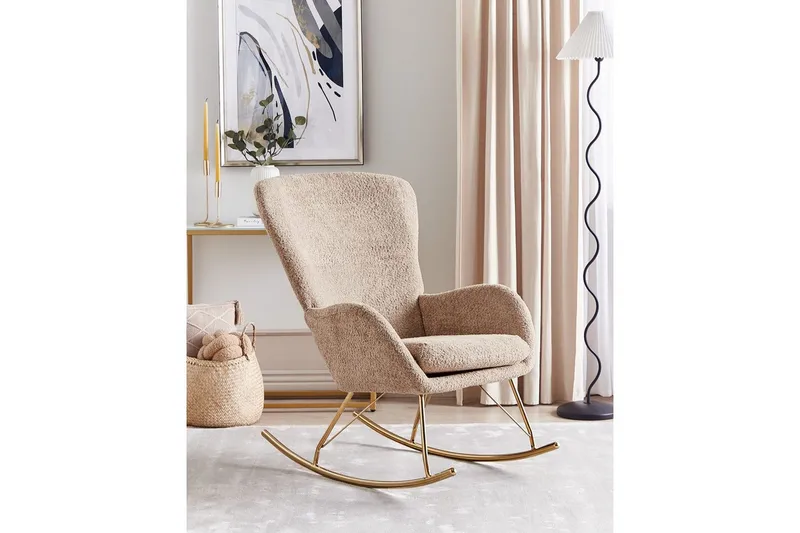 Gungstol Anaset - Beige/guld - Möbler - Vardagsrum - Stolar & sittmöbler - Snurrstolar & gungstolar