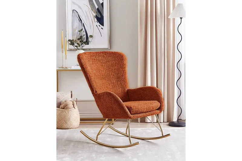 Gungstol Anaset - Orange, guld - Möbler - Vardagsrum - Stolar & sittmöbler - Snurrstolar & gungstolar