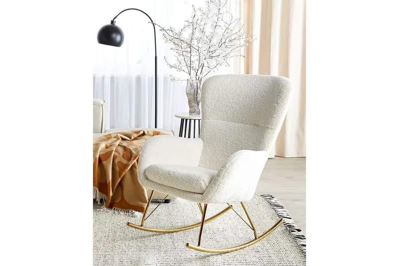 Gungstol Anaset - Vitt, guld - Möbler - Vardagsrum - Stolar & sittmöbler - Snurrstolar & gungstolar