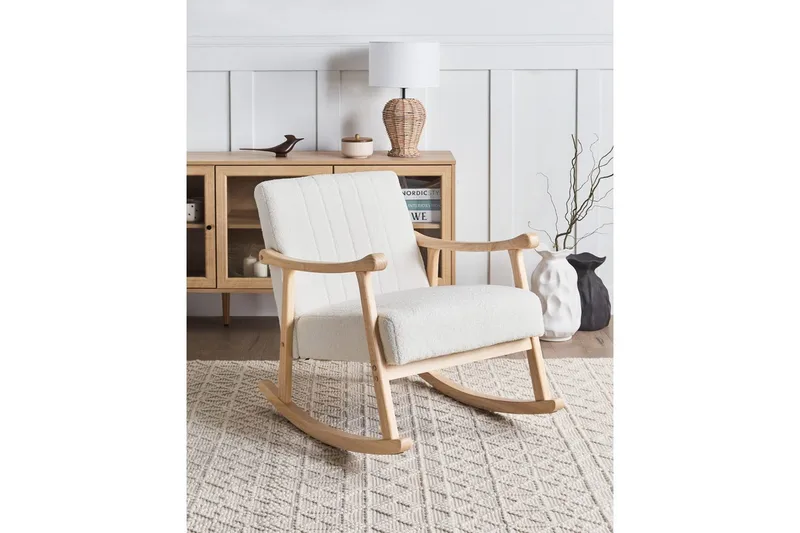Gungstol Leknes - Vit, brun - Möbler - Vardagsrum - Stolar & sittmöbler - Snurrstolar & gungstolar