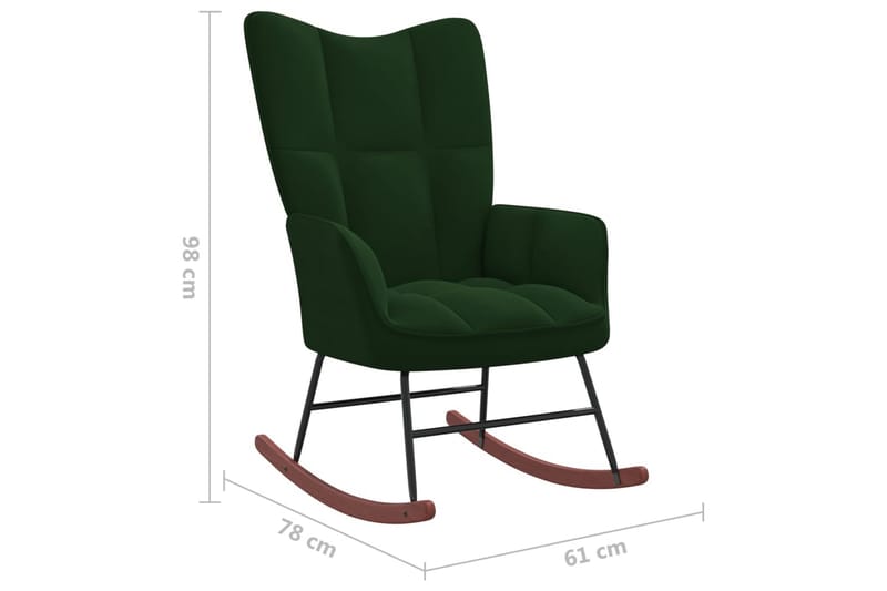 Gungstol med fotpall mörkgrön sammet - Grön - Möbler - Vardagsrum - Stolar & sittmöbler - Snurrstolar & gungstolar