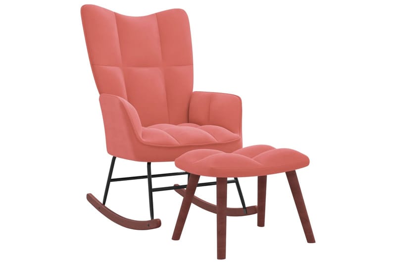 Gungstol med fotpall rosa sammet - Rosa - Möbler - Vardagsrum - Stolar & sittmöbler - Snurrstolar & gungstolar