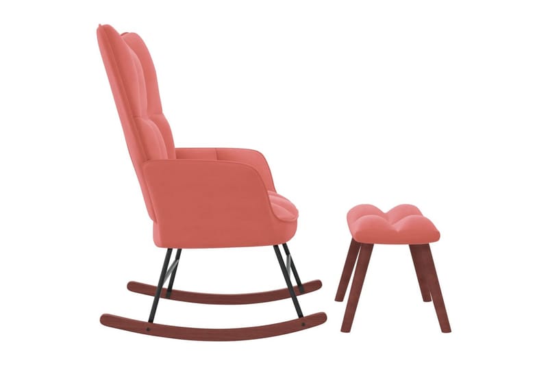 Gungstol med fotpall rosa sammet - Rosa - Möbler - Vardagsrum - Stolar & sittmöbler - Snurrstolar & gungstolar