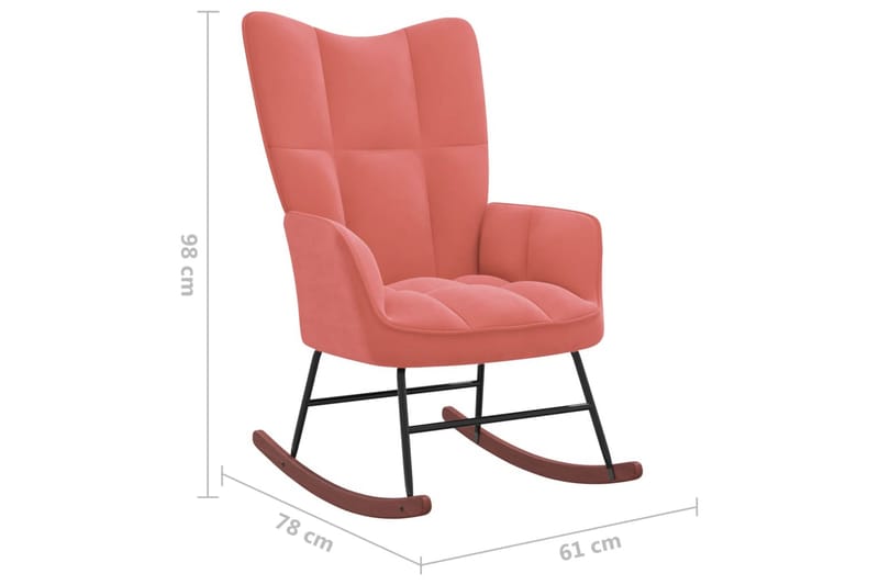 Gungstol med fotpall rosa sammet - Rosa - Möbler - Vardagsrum - Stolar & sittmöbler - Snurrstolar & gungstolar