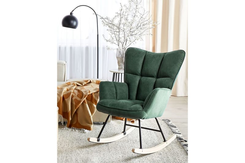 Gungstol Oulu - Grönt, svart, ljust trä - Möbler - Vardagsrum - Stolar & sittmöbler - Snurrstolar & gungstolar