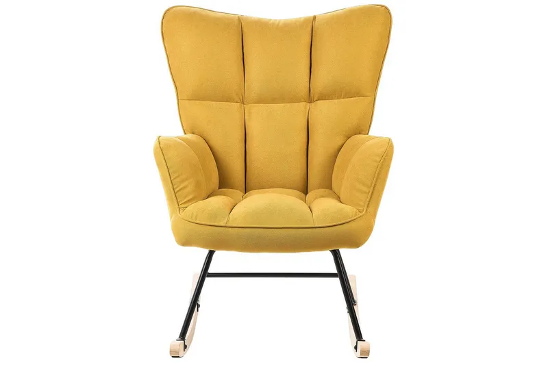 Gungstol Oulu - Gult, svart, ljust trä - Möbler - Vardagsrum - Stolar & sittmöbler - Snurrstolar & gungstolar