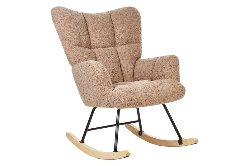 Gungstol Oulu - Sandbeige, svart, ljust trä - Möbler - Vardagsrum - Stolar & sittmöbler - Snurrstolar & gungstolar