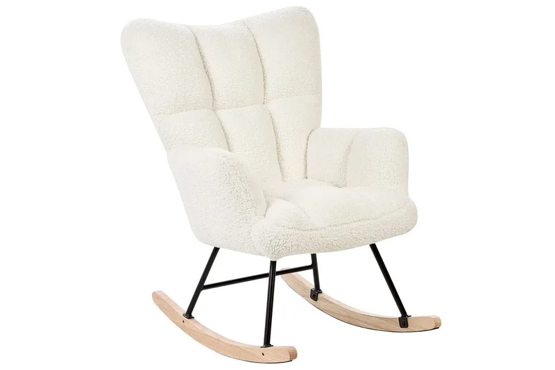 Gungstol Oulu - Vitt, svart, ljust trä - Möbler - Vardagsrum - Stolar & sittmöbler - Snurrstolar & gungstolar