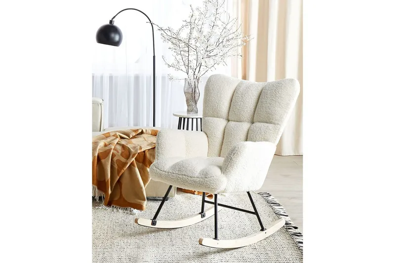 Gungstol Oulu - Vitt, svart, ljust trä - Möbler - Vardagsrum - Stolar & sittmöbler - Snurrstolar & gungstolar