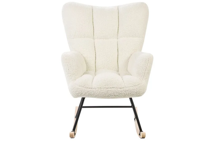 Gungstol Oulu - Vitt, svart, ljust trä - Möbler - Vardagsrum - Stolar & sittmöbler - Snurrstolar & gungstolar