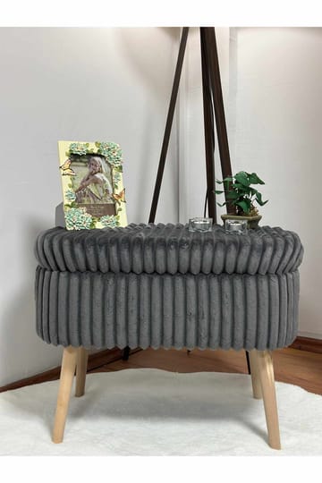 Heba Sittpuff med förvaring 60 cm - Antracit - Möbler - Vardagsrum - Stolar & sittmöbler - Sittpuff