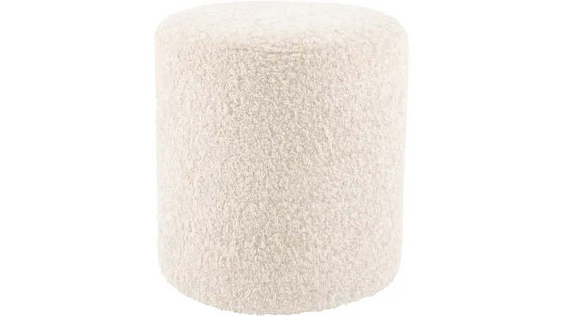 House Puff 35 cm Rund Teddy, Vit