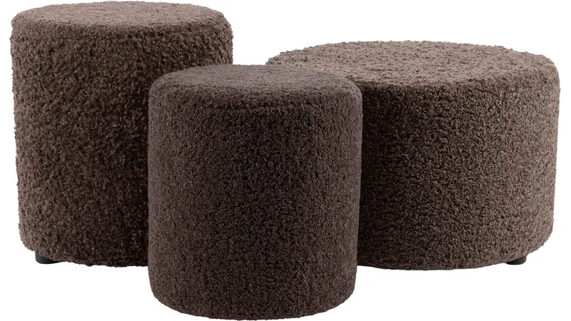 House Puff 55 cm Rund Teddy - Brun - Möbler - Vardagsrum - Stolar & sittmöbler - Sittpuff