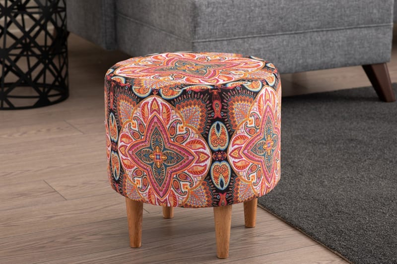 JARRY Sittpuff Rosa/Svart/Natur - Sittpuff