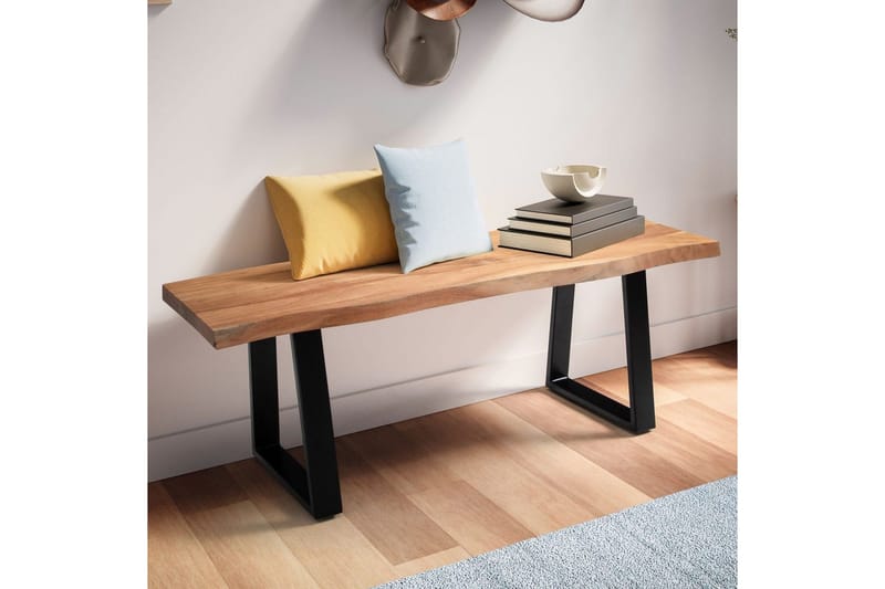 Kapprumsbänk Wohnling Massivt Akaciaträ 120 cm Träkant Hall Svart, Raka Löpningar - Svart, Raka Löpningar - Möbler - Vardagsrum - Stolar & sittmöbler - Sittbänk