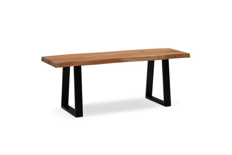 Kapprumsbänk Wohnling Massivt Akaciaträ 120 cm Träkant Hall Svart, Raka Löpningar, Svart, Raka Löpningar