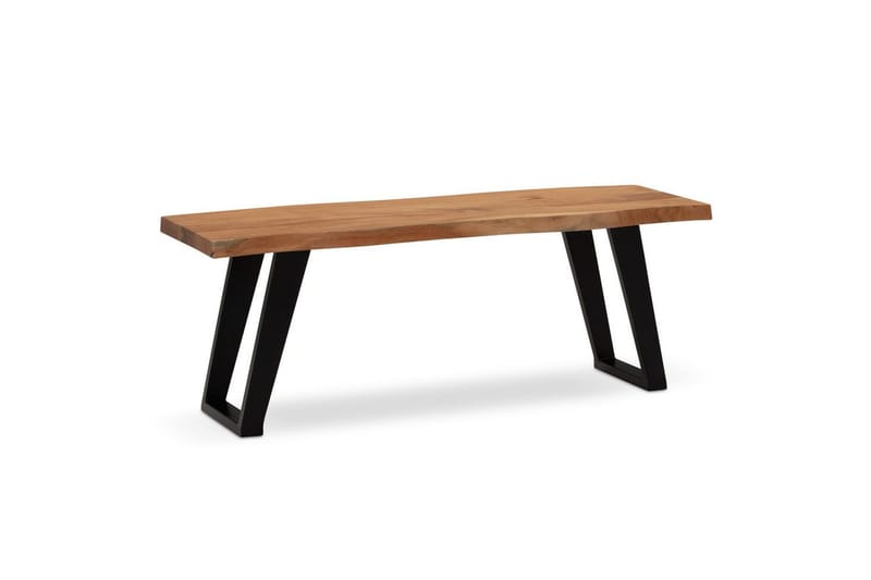 Kapprumsbänk Wohnling Massivt Akaciaträ 120 cm Träkant Hall Svart, vinklade löpare - Svart, vinklade löpare - Möbler - Vardagsrum - Stolar & sittmöbler - Sittbänk