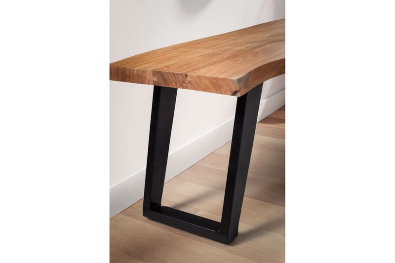 Kapprumsbänk Wohnling Massivt Akaciaträ 120 cm Träkant Hall Svart, vinklade löpare - Svart, vinklade löpare - Möbler - Vardagsrum - Stolar & sittmöbler - Sittbänk
