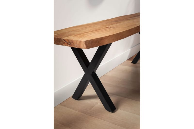 Kapprumsbänk Wohnling Massivt Akaciaträ 120 cm Träkant Hall Svart, X-ram - Svart, X-ram - Möbler - Vardagsrum - Stolar & sittmöbler - Sittbänk