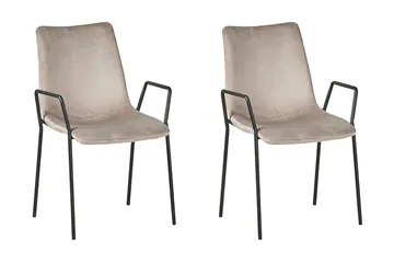 Jeffsy Matstol 2-pack - Sammet/Beigegrå - Möbler - Vardagsrum - Stolar & sittmöbler - Karmstolar