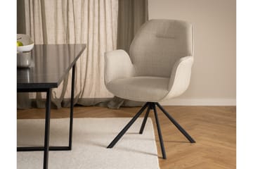 Lipie Matstol i Bouclé med Metallben - Ljusbeige - Möbler - Vardagsrum - Stolar & sittmöbler - Karmstolar