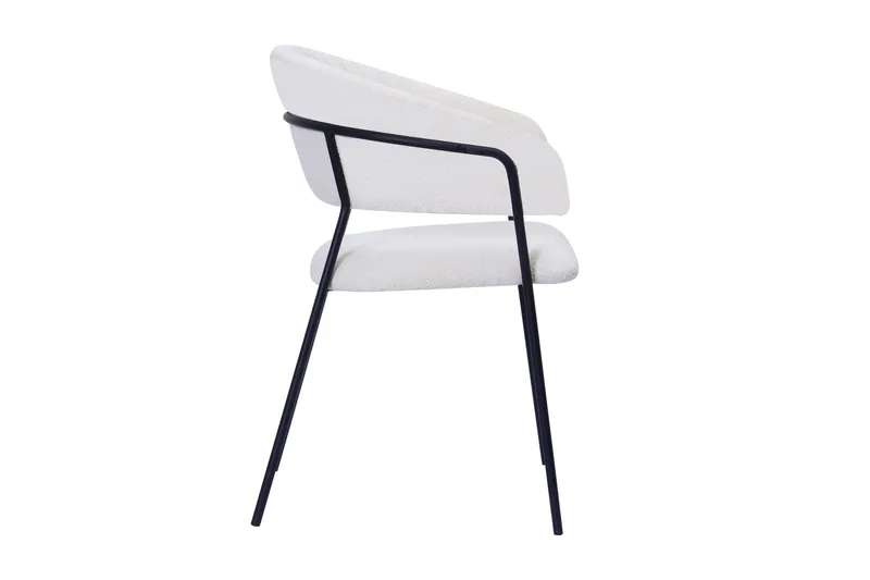 Karol Matstol med armstöd - Vit Bouclé / Metallben Svart - Möbler - Vardagsrum - Stolar & sittmöbler - Karmstolar