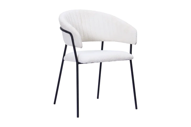 Karol Matstol med armstöd - Vit Bouclé / Metallben Svart - Möbler - Vardagsrum - Stolar & sittmöbler - Karmstolar