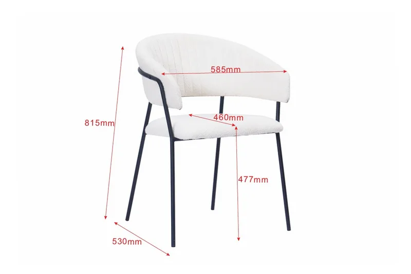 Karol Matstol med armstöd - Vit Bouclé / Metallben Svart - Möbler - Vardagsrum - Stolar & sittmöbler - Karmstolar