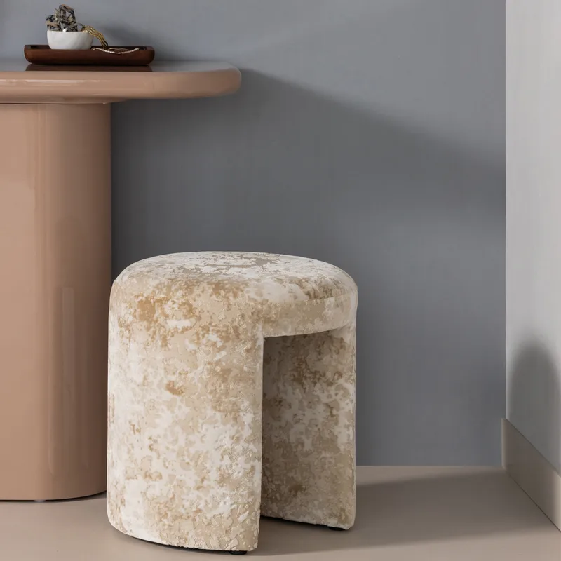 Klädd Pall Charlie 45 cm Rund - Beige - Möbler - Vardagsrum - Stolar & sittmöbler - Pallar
