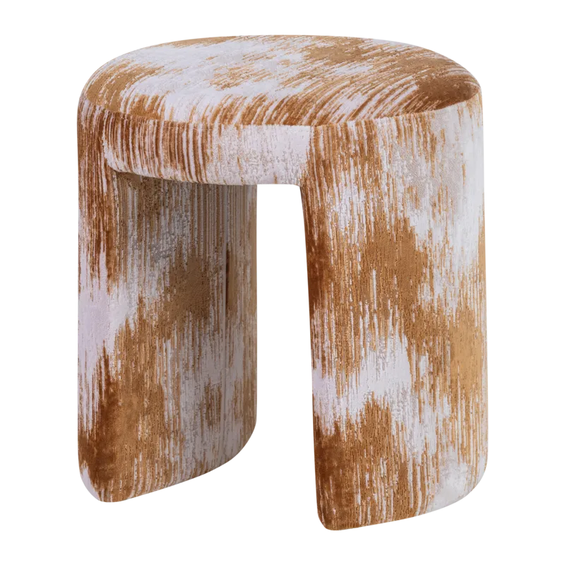 Klädd Pall Charlie 45 cm Rund, Karamell