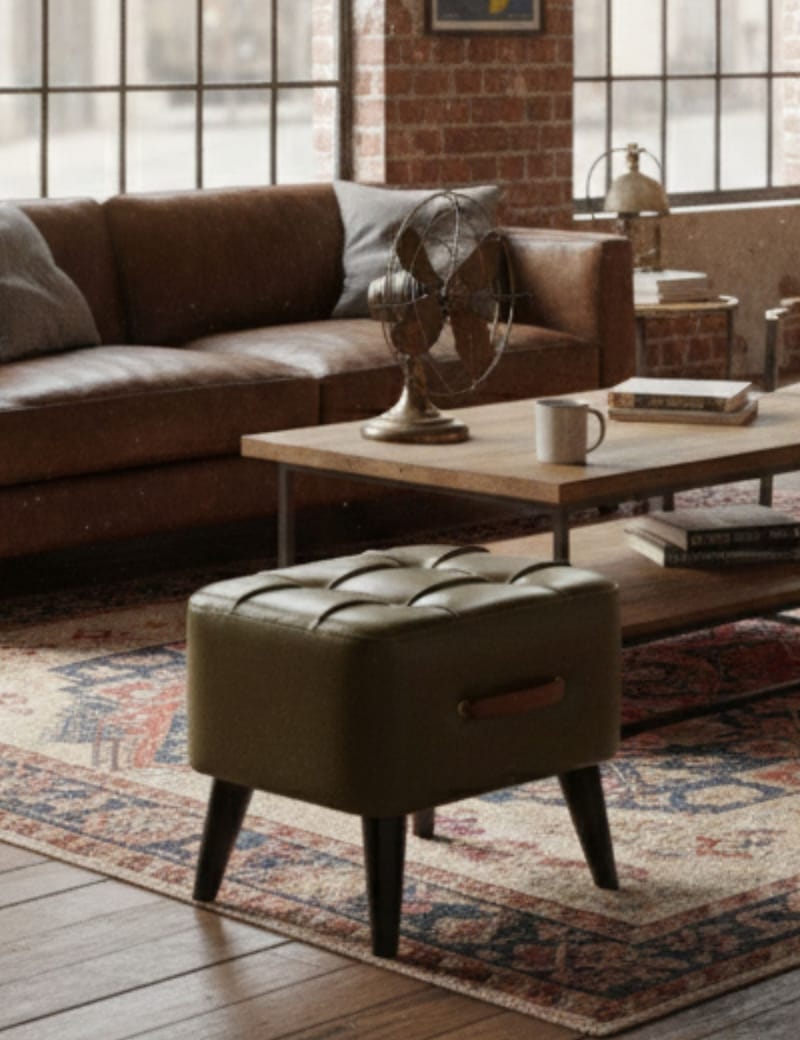 Lenira Sittpuff 43 cm - Khaki - Möbler - Vardagsrum - Stolar & sittmöbler - Sittpuff