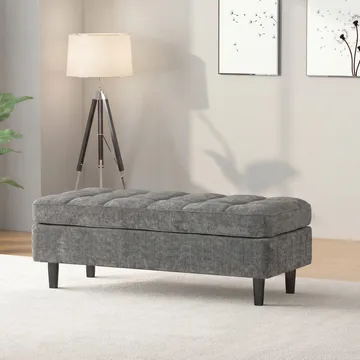 Lindhus Fotpall 120 cm i chenille - grå - Möbler - Vardagsrum - Stolar & sittmöbler - Sittpuff