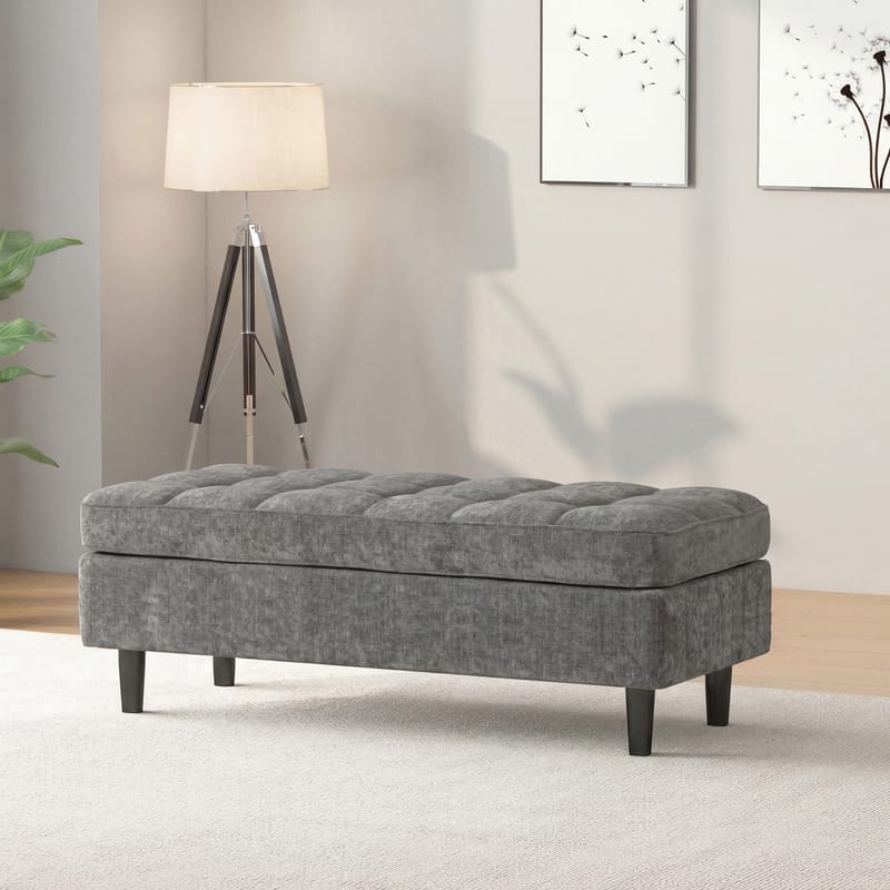 Lindhus Fotpall 120 cm i chenille - grå - Möbler - Vardagsrum - Stolar & sittmöbler - Sittpuff