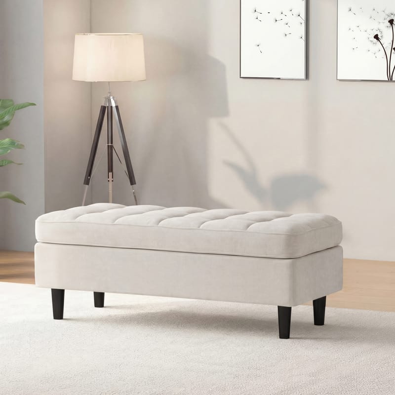 Lindhus Fotpall 120 cm i chenille - gräddvit - Möbler - Vardagsrum - Stolar & sittmöbler - Sittpuff