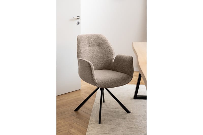 Lipie Matstol i Bouclé med Metallben - Beige - Möbler - Vardagsrum - Stolar & sittmöbler - Karmstolar