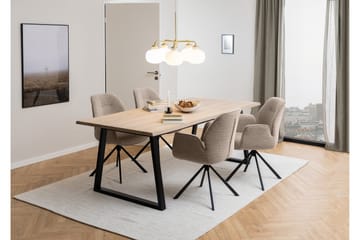 Lipie Matstol i Bouclé med Metallben - Beige - Möbler - Vardagsrum - Stolar & sittmöbler - Karmstolar