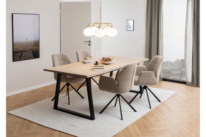 Lipie Matstol i Bouclé med Metallben - Beige - Möbler - Vardagsrum - Stolar & sittmöbler - Karmstolar