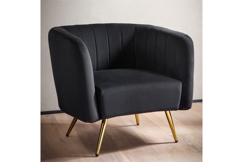 Lounge & Cocktailstol Wohnling Sammet stoppad Gyllene Metallben Industriell - Möbler - Vardagsrum - Stolar & sittmöbler - Karmstolar