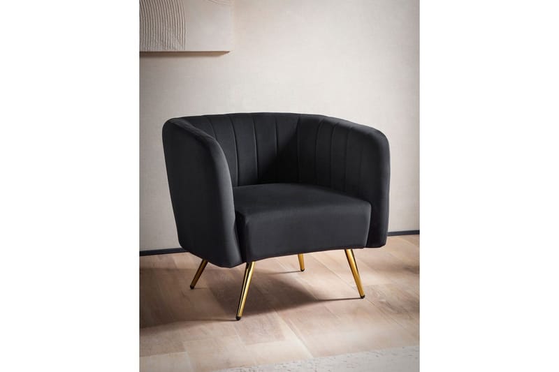Lounge & Cocktailstol Wohnling Sammet stoppad Gyllene Metallben Industriell - Möbler - Vardagsrum - Stolar & sittmöbler - Karmstolar