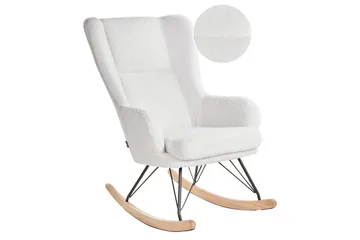 Luoma Fåtölj i Boucle med Träunderrede - Gräddvit - Möbler - Vardagsrum - Stolar & sittmöbler - Snurrstolar & gungstolar