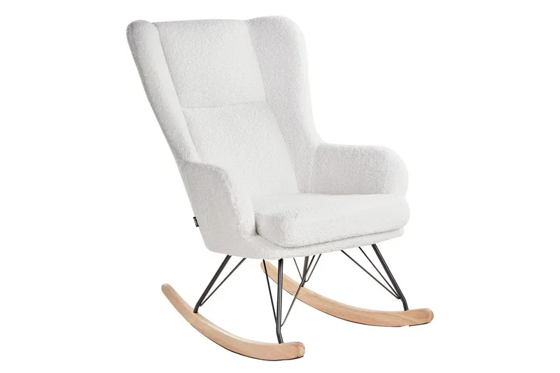 Luoma Fåtölj i Boucle med Träunderrede, Gräddvit