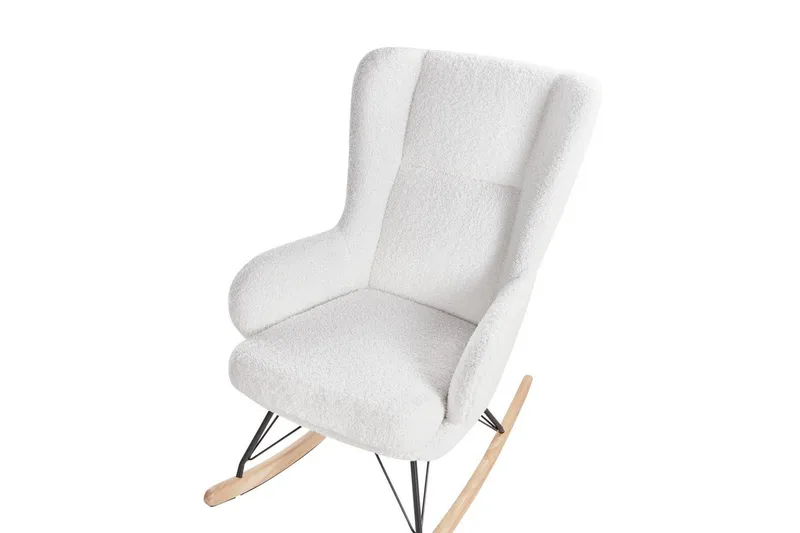 Luoma Fåtölj i Boucle med Träunderrede - Gräddvit - Möbler - Vardagsrum - Stolar & sittmöbler - Snurrstolar & gungstolar