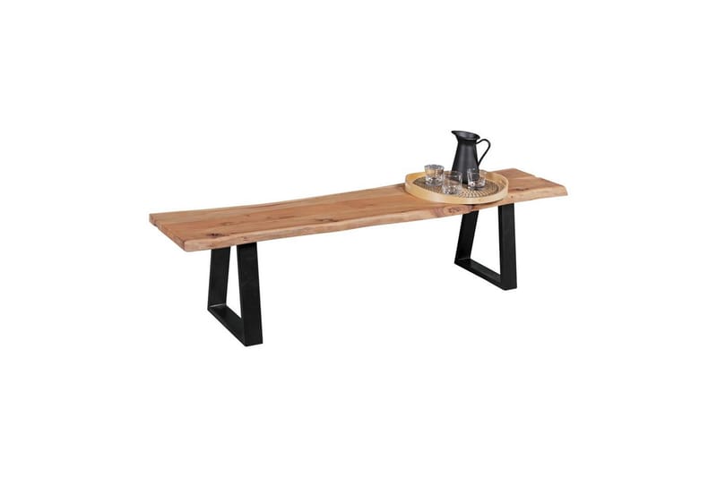 Matbänk Wohnling Köksbänk i massivt trä med trädets kant med metallben, lantlig stil Utan ryggstöd, 160 cm - Utan ryggstöd, 160 cm - Möbler - Vardagsrum - Stolar & sittmöbler - Sittbänk