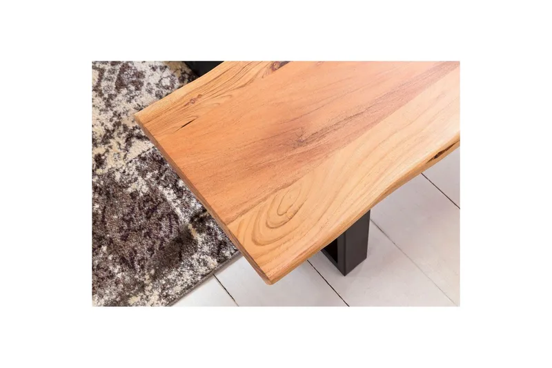 Matbänk Wohnling Köksbänk i massivt trä med trädets kant med metallben, lantlig stil Utan ryggstöd, 160 cm - Utan ryggstöd, 160 cm - Möbler - Vardagsrum - Stolar & sittmöbler - Sittbänk